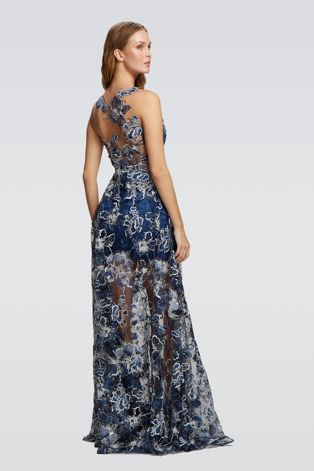 Intricate Detailed Back Sheer Gown-0