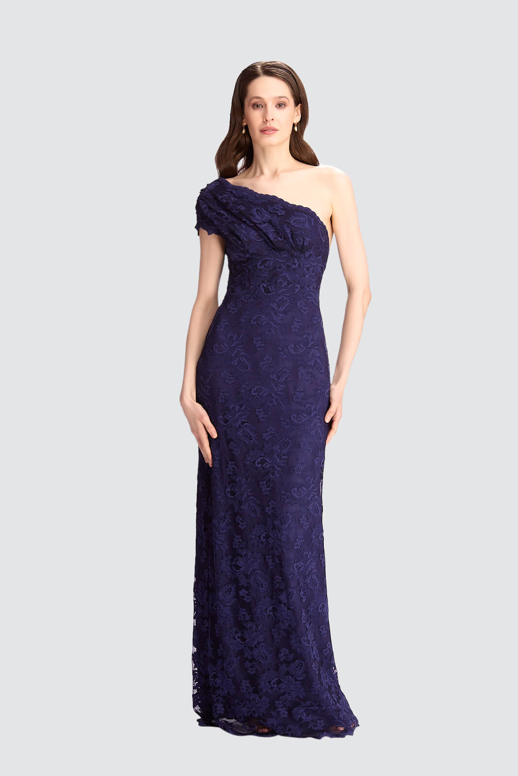 One-Shoulder Lace Gown-0