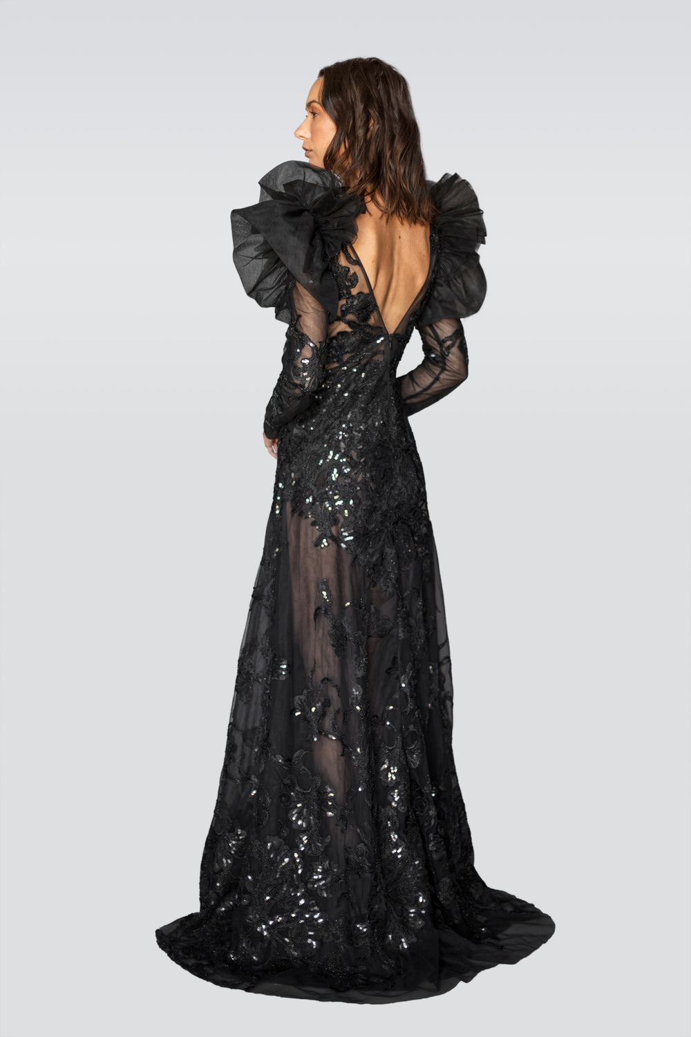 Puff Shoulders A-Line Couture Gown-1