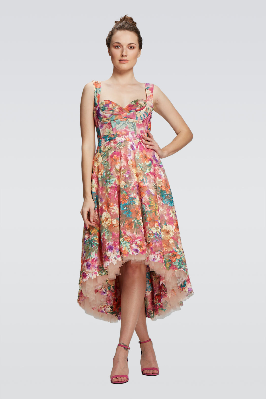 Floral Dress with Soft Tulle Skirt-0