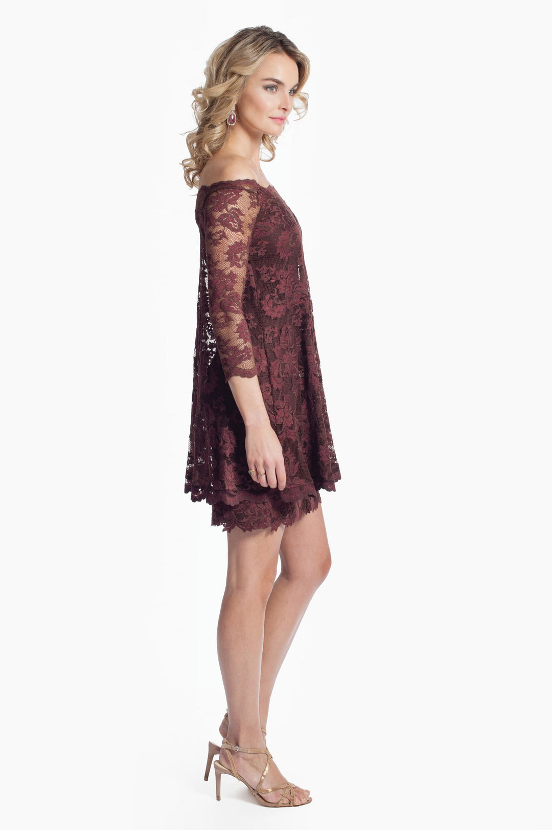 Off Shoulder Short Lace Dress-5