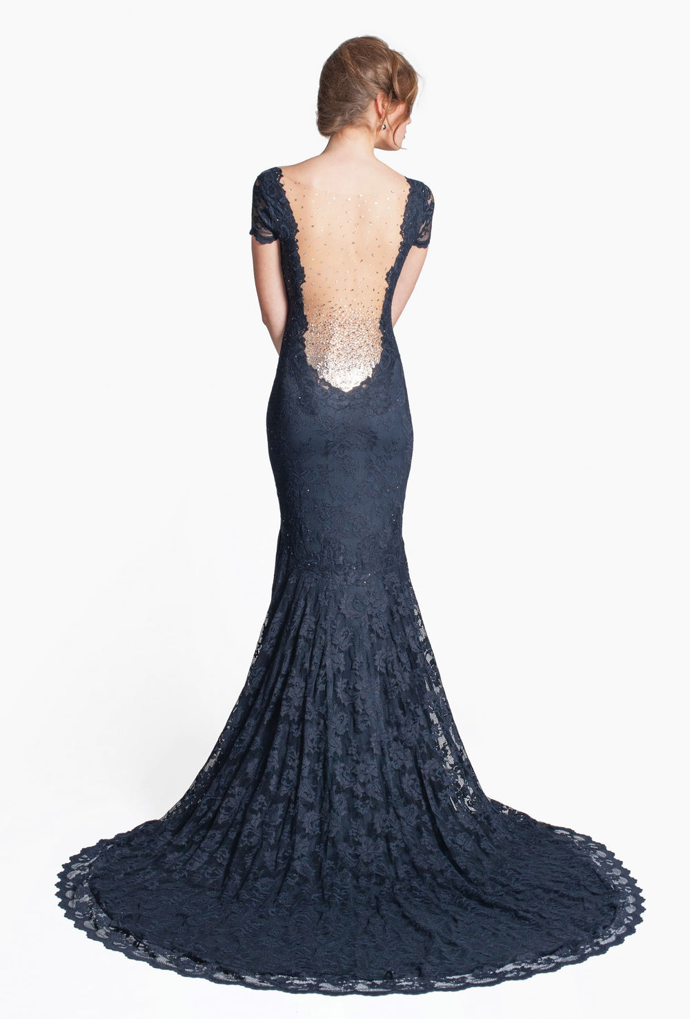 Exquisite Lace Gown with Illusion Back-1