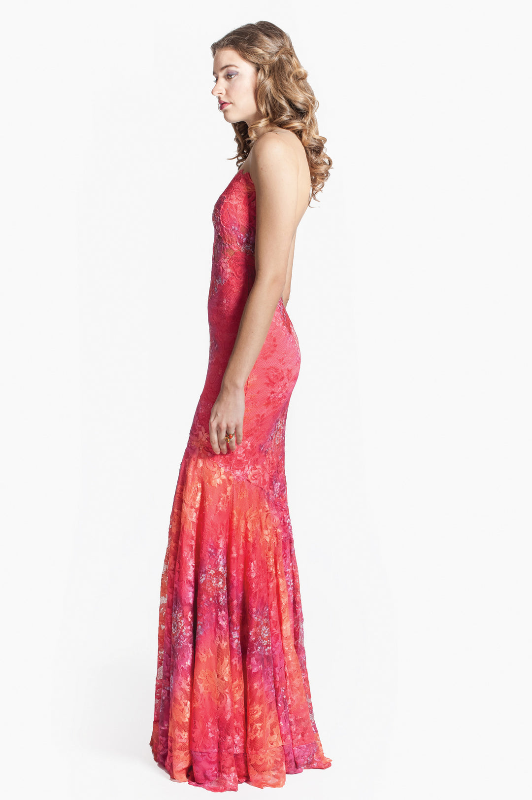 Strapless Floral Lace Gown-2