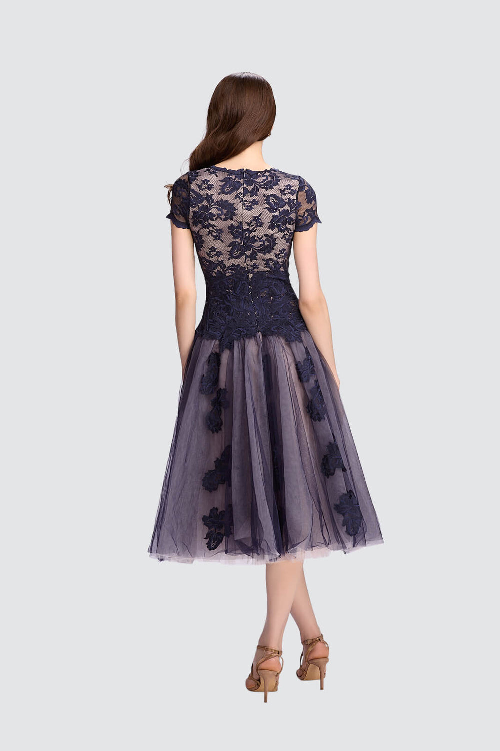 Midnight Elegance Lace & Tulle Cocktail Dress-1