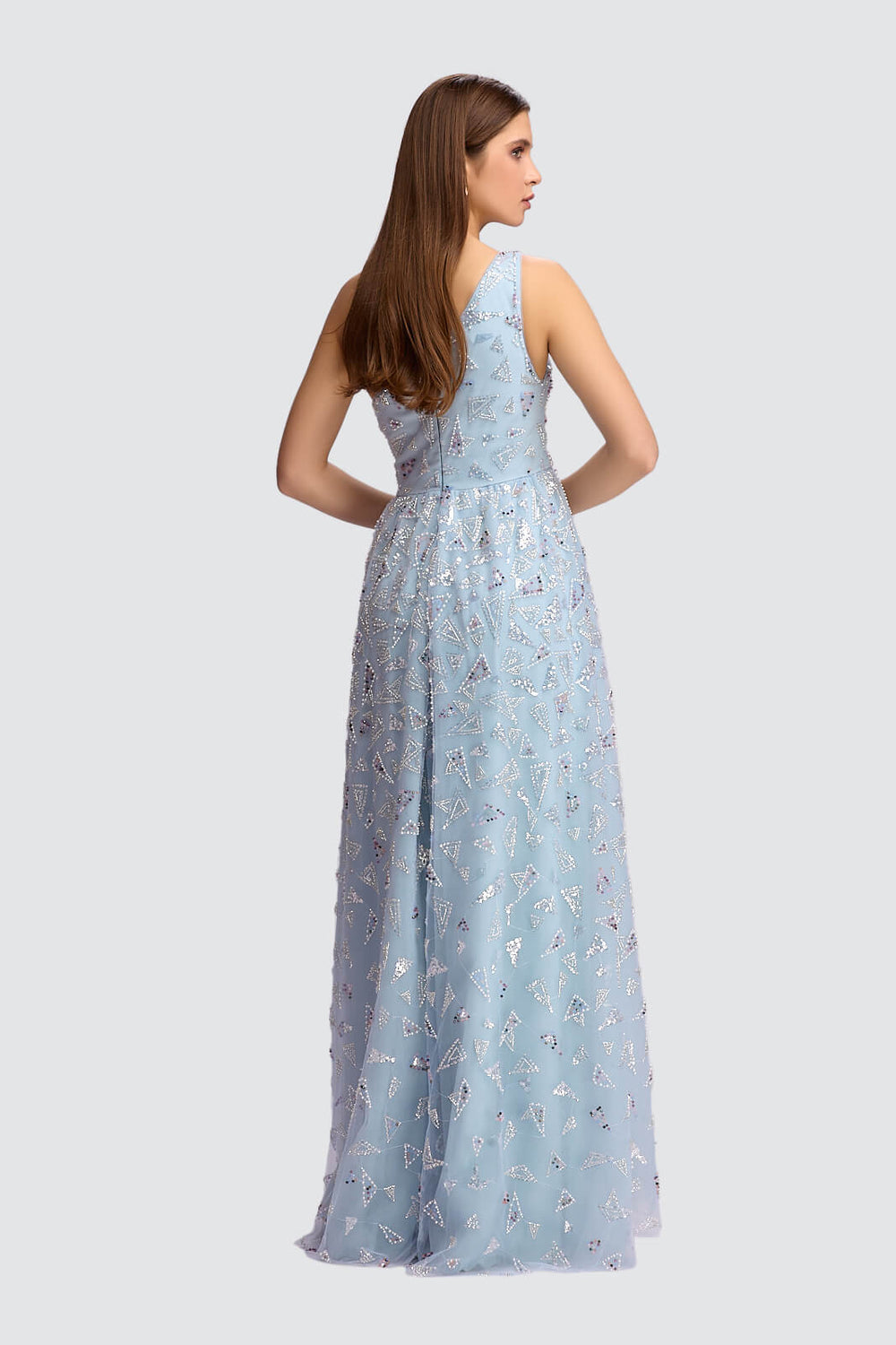 One-Shoulder High-Low Embellished Gown-1