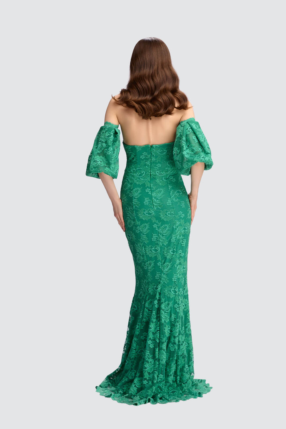 Lace Gown with Detachable Sleeves-1