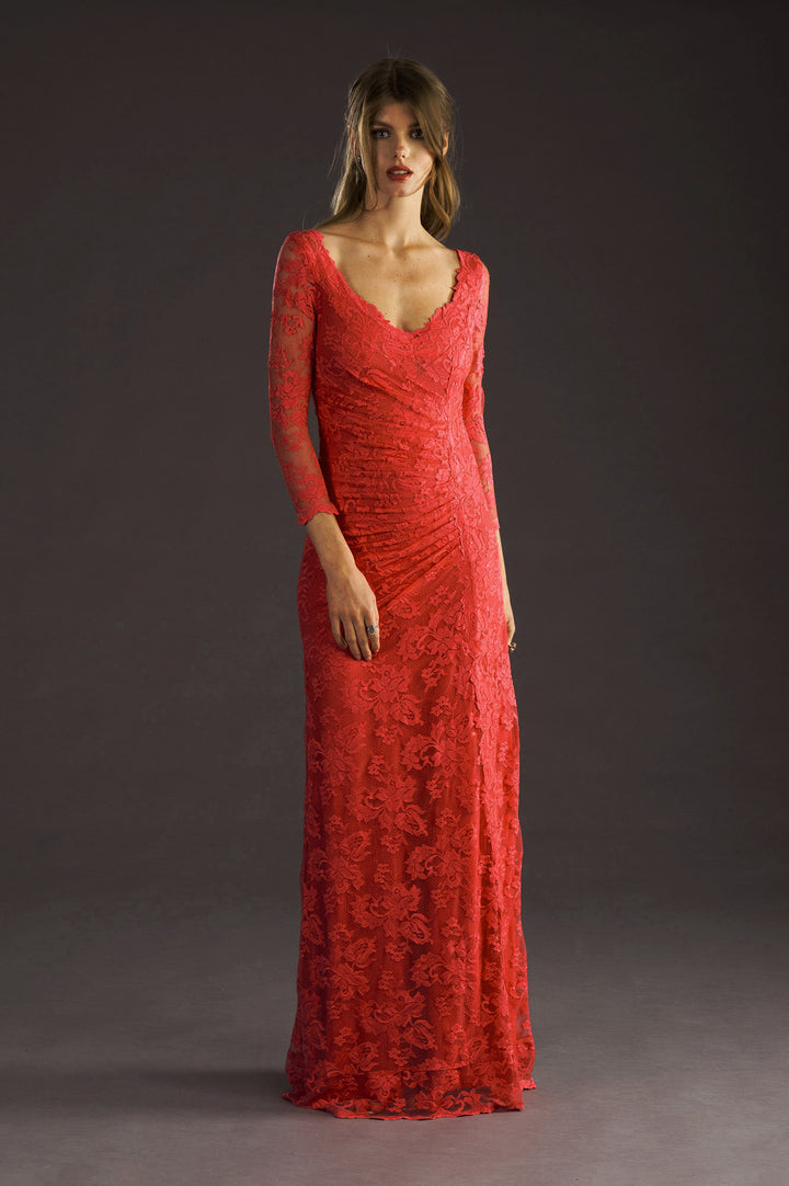 Red Long Gown with SW Crystals-0