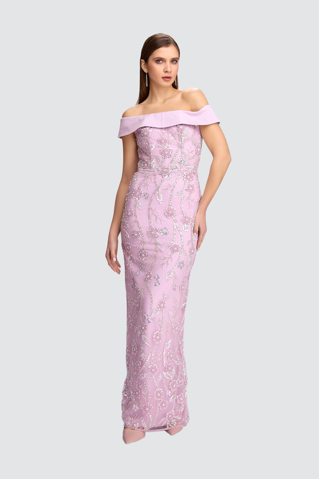 Off-Shoulder Embellished Gown-0