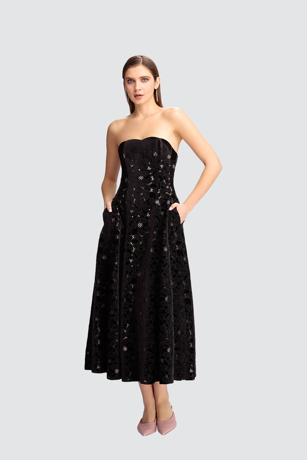 Timeless Glamour Strapless Velvet Dress-0
