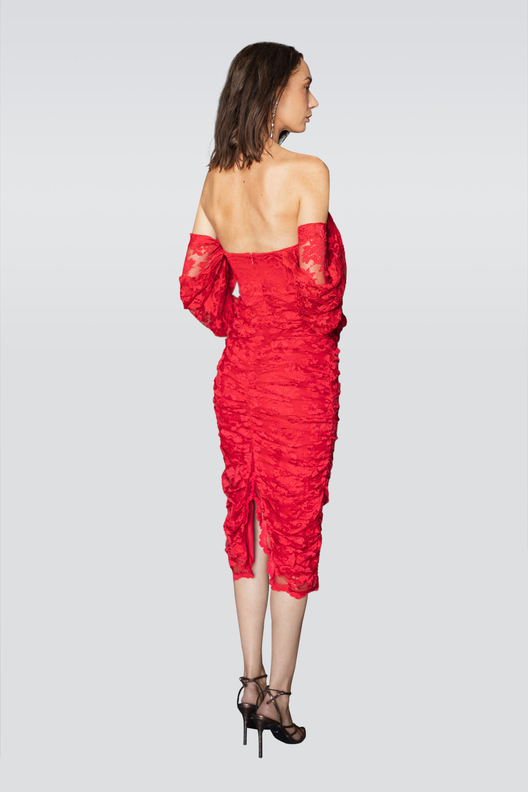 Elegant Off Shoulder Red Dress-1