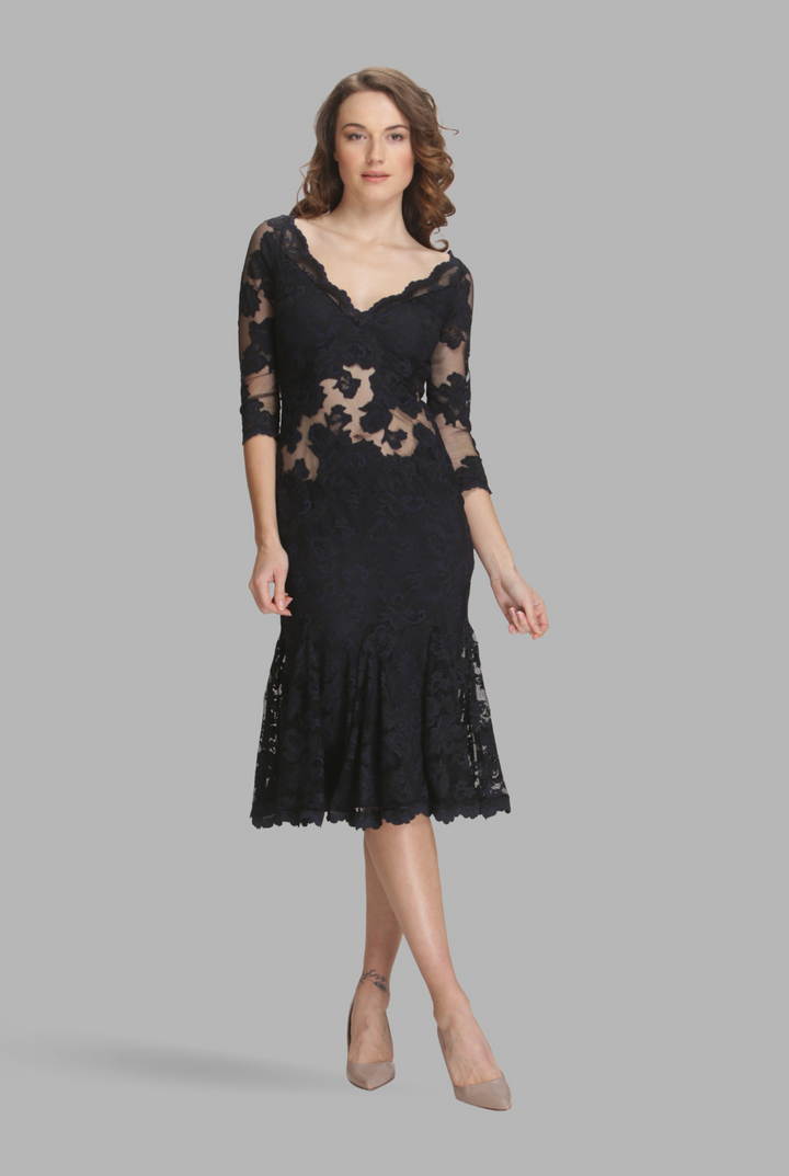 Sheer waist fit & flare dress-0