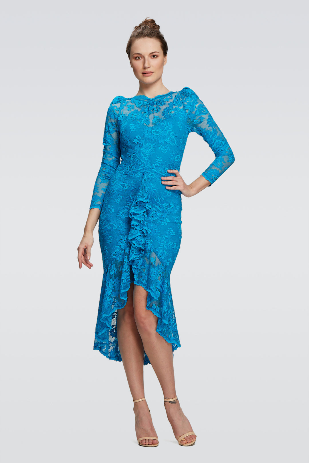 Ruffled Trumpet Lace Dress-0