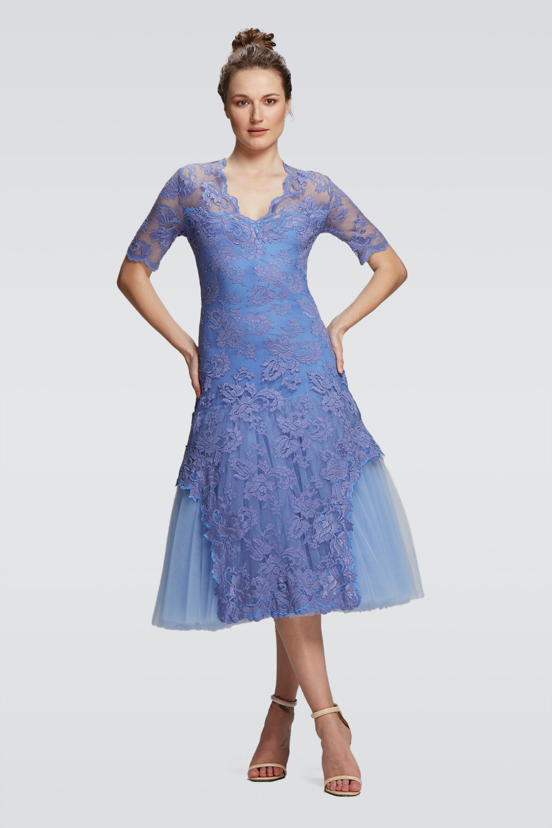 Midi Dress with Azur Tulle-0