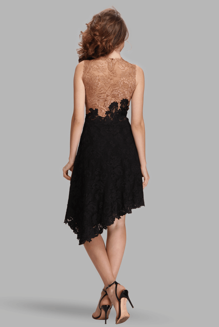 Asymmetric high-low flare dual colour dress-1