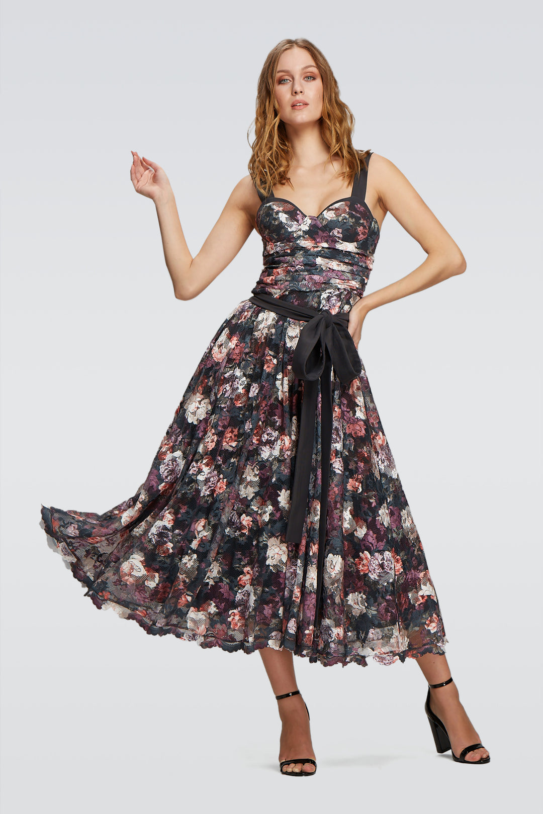 Soft Stretch Tulle Dress with Bow Belt-0
