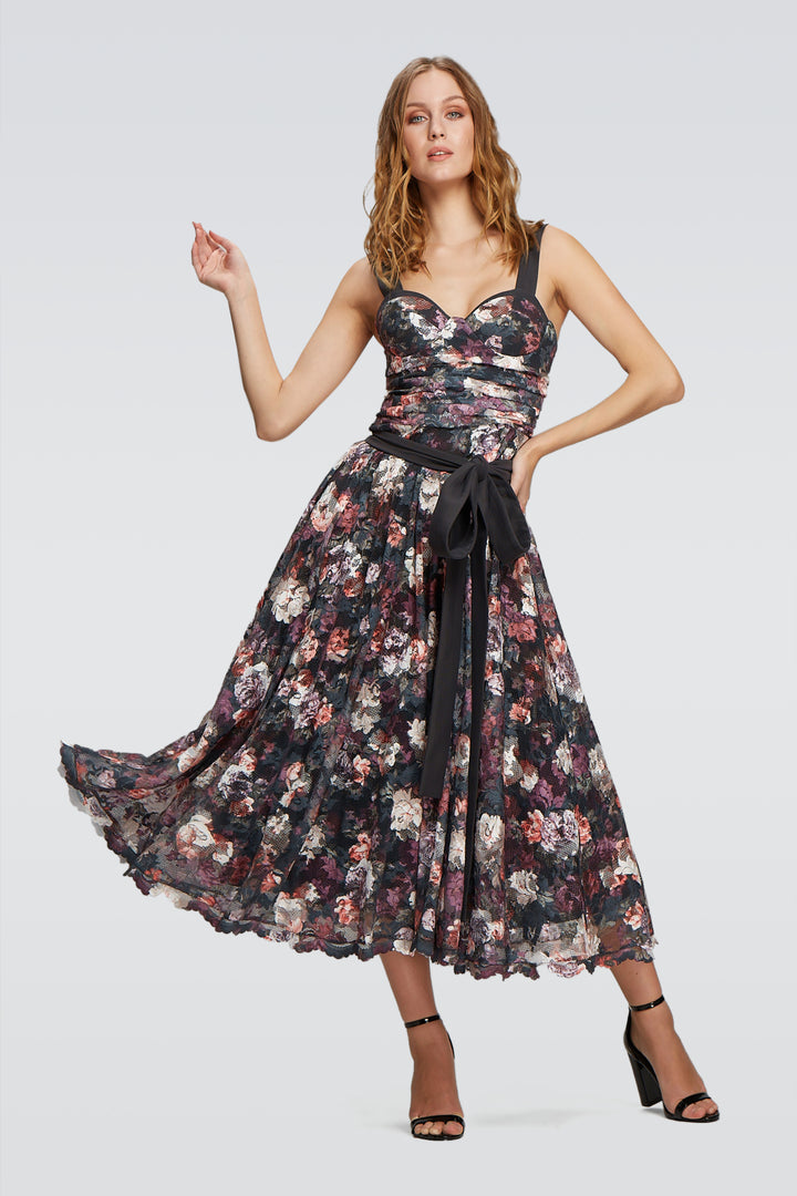 Soft Stretch Tulle Dress with Bow Belt-0