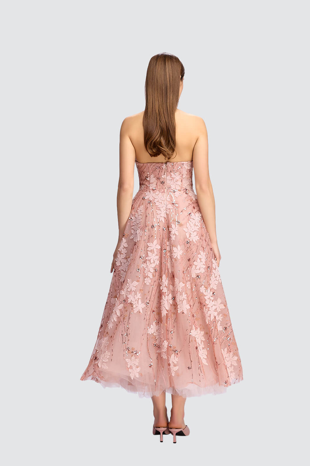 Floral Strapless Midi Gown-1
