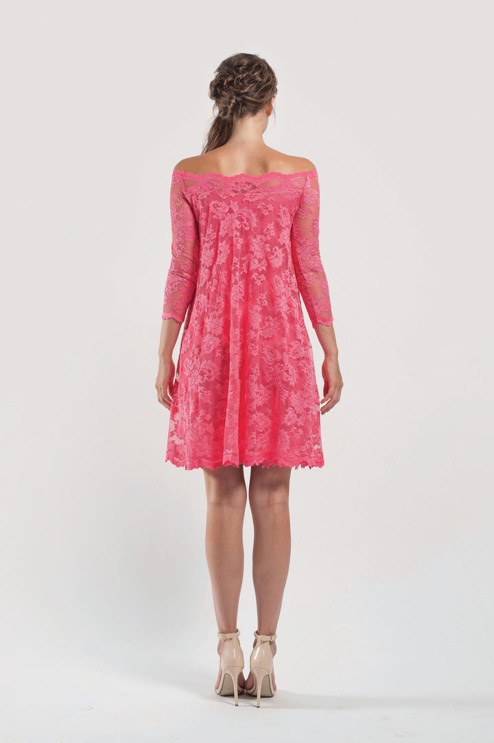 Off Shoulder Short Lace Dress-1