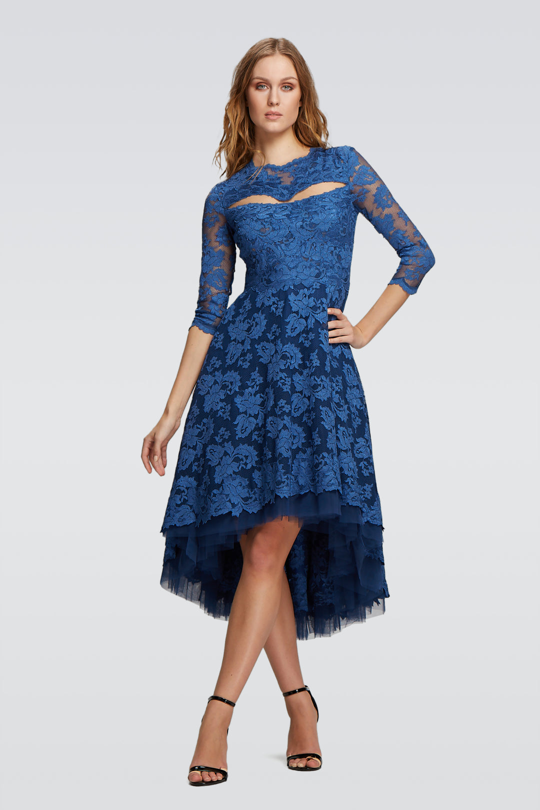 Elegant Double Cut Out Dress with Tulle-0