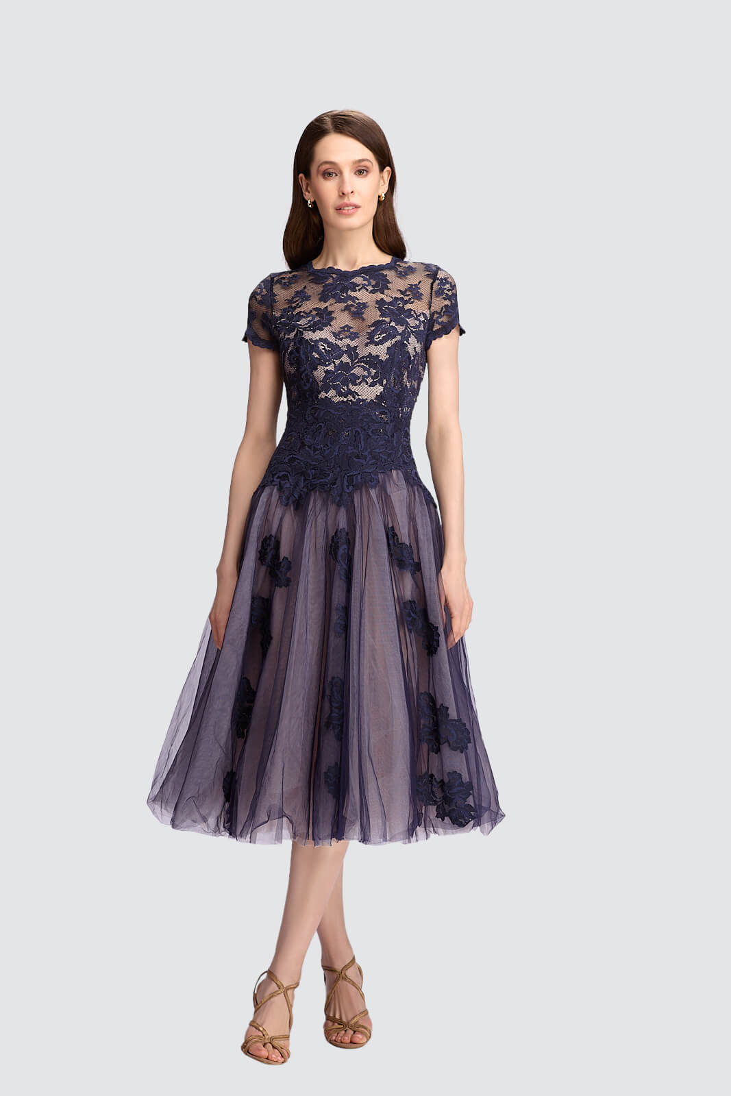 Midnight Elegance Lace & Tulle Cocktail Dress-0