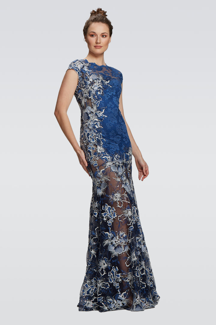 Evening Victoria Blue Sheer Gown-0