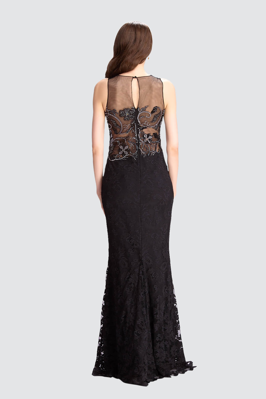 Illusion Embellished Lace Gown-1