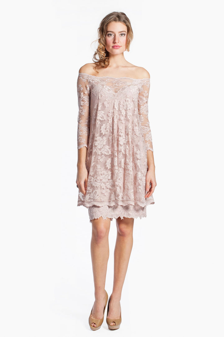 Off Shoulder Short Lace Dress-6