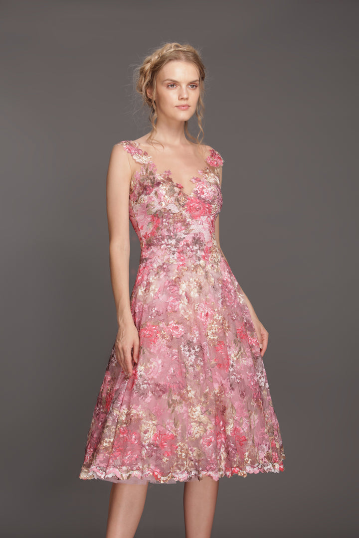 Tutu skirt cocktail printed lace dress-0