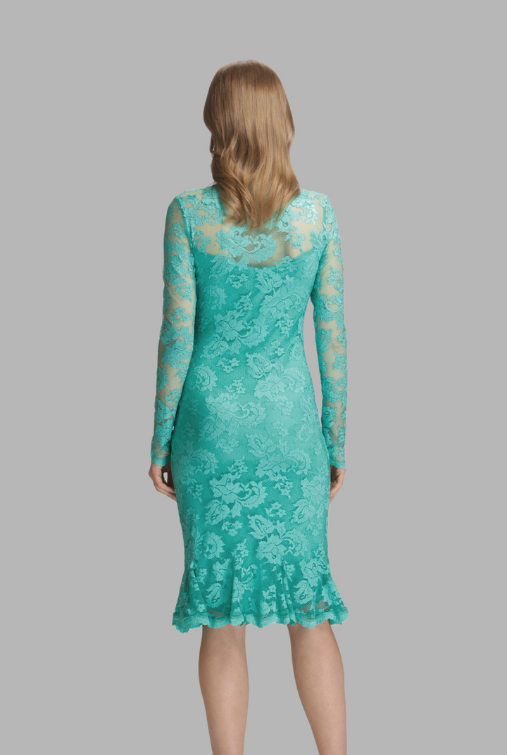 Ocean green ruched flare hem dress-1