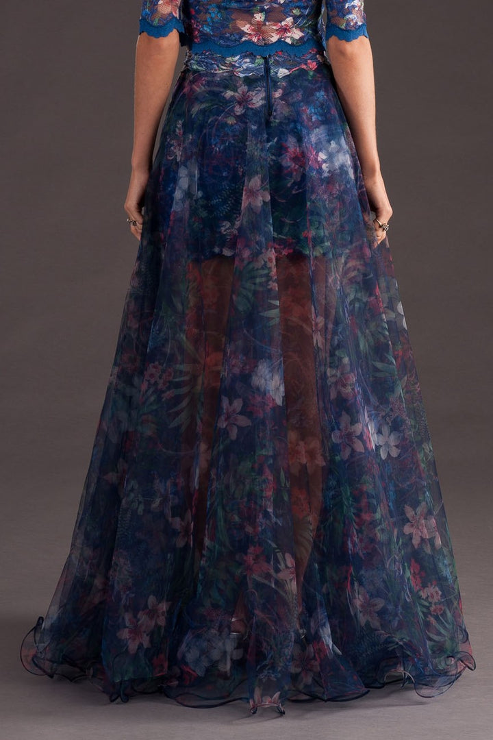 Floral Sheer Layered Maxi Skirt-4
