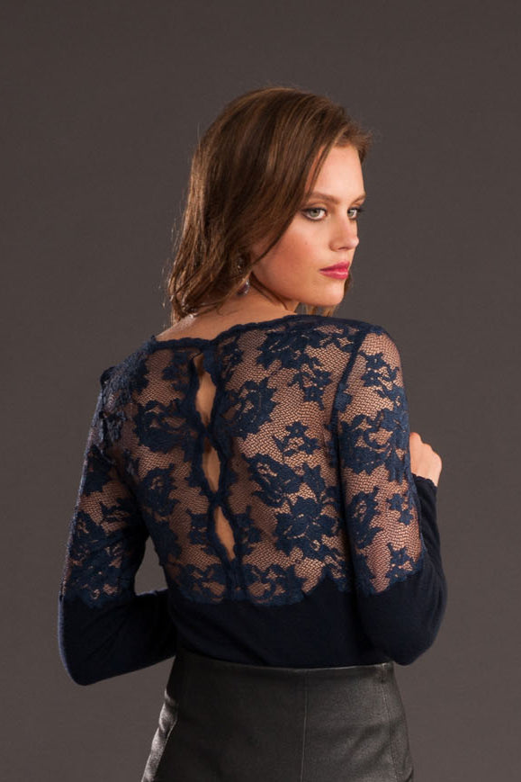 Blue Cashmere & Lace Sweater-1