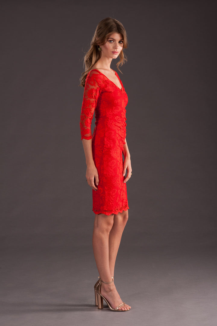 Chic Red Lace Cocktail Dress-2