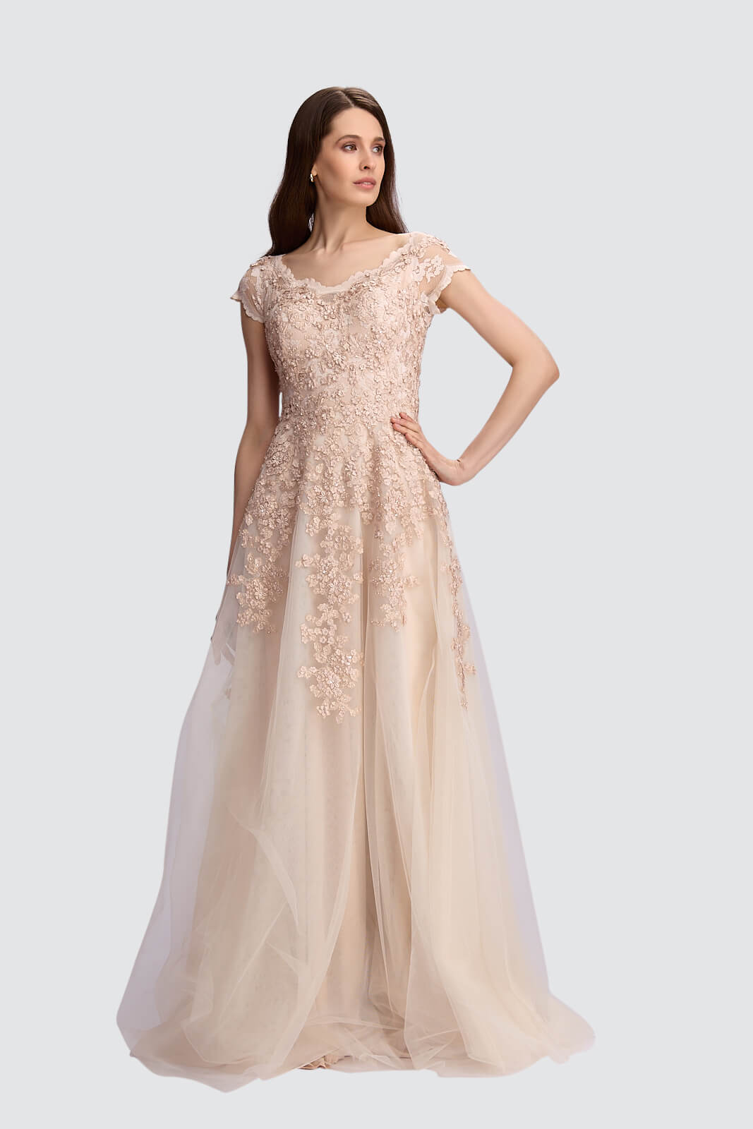 Ethereal Almond Lace Gown-0