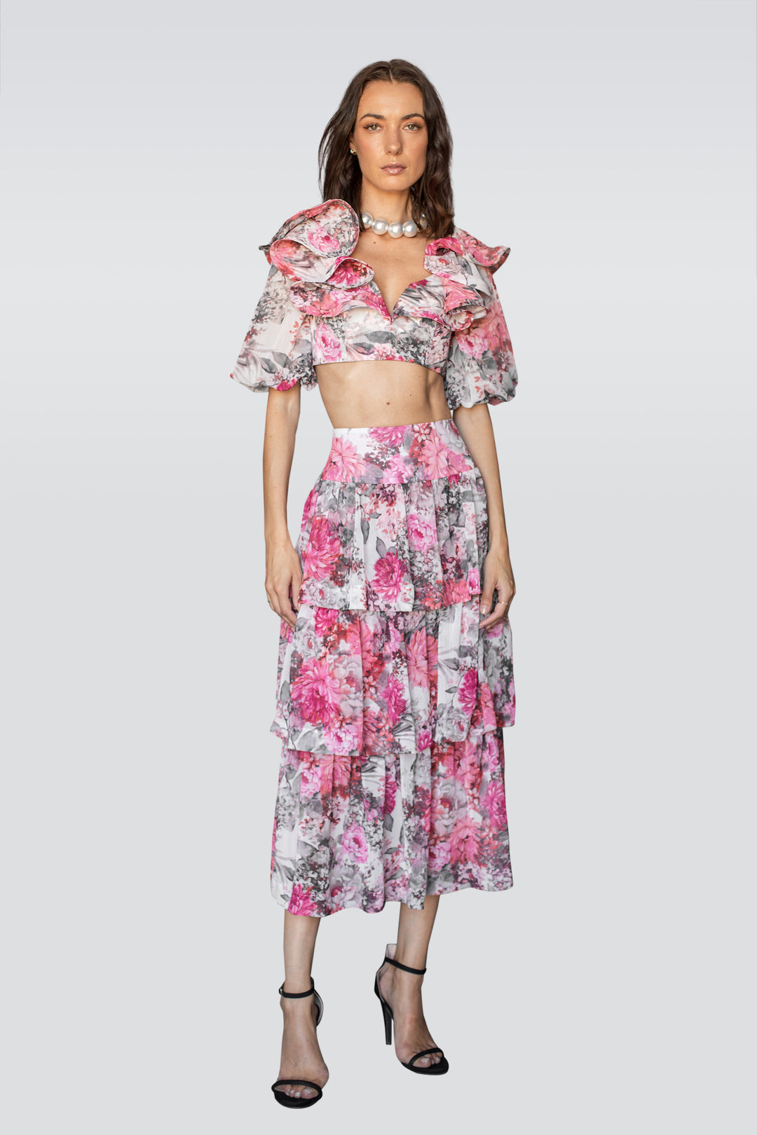 Puffy Sleeves Floral Top-0