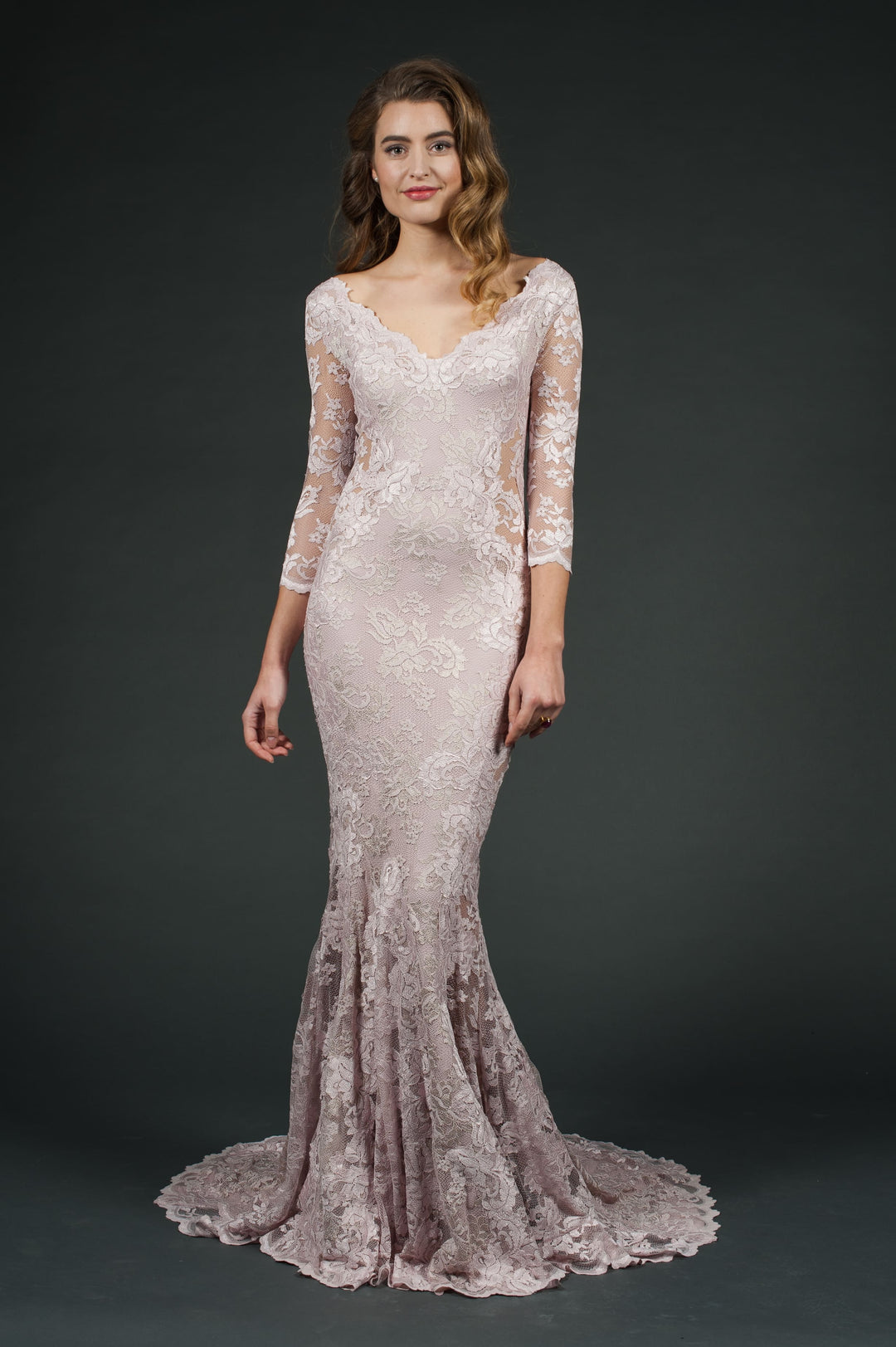 Elegant Lace Evening Gown-0