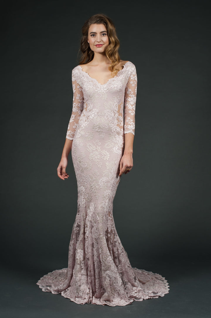 Elegant Lace Evening Gown-0