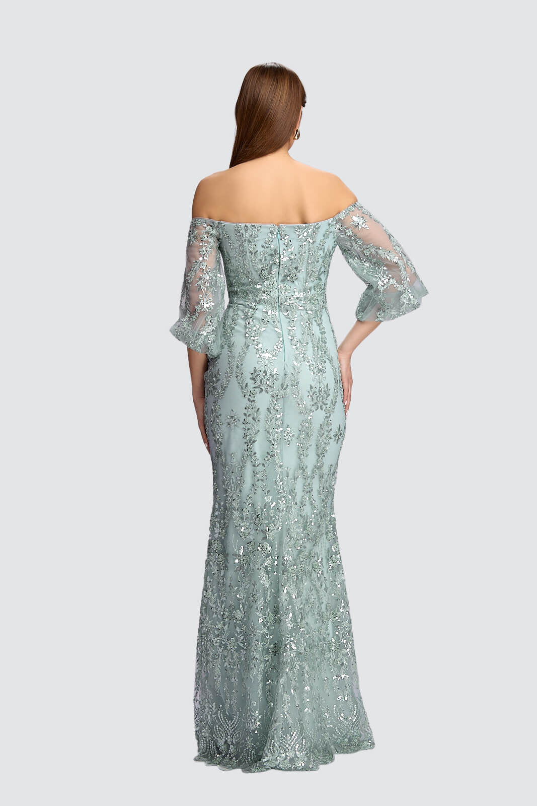 Enchanted Sage Off-Shoulder Gown-1