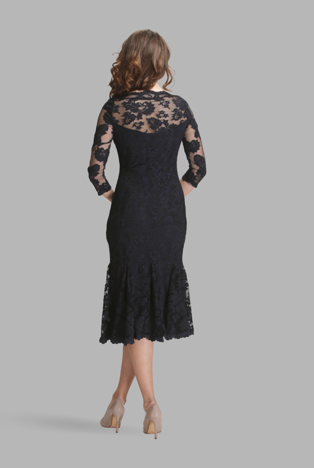 Sheer waist fit & flare dress-1