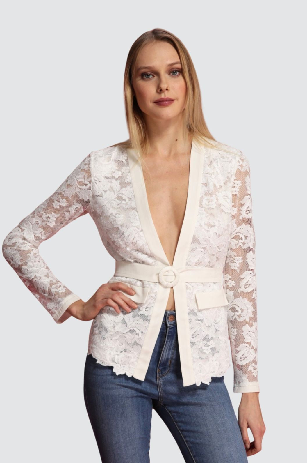 Lace Cardigan with Belt