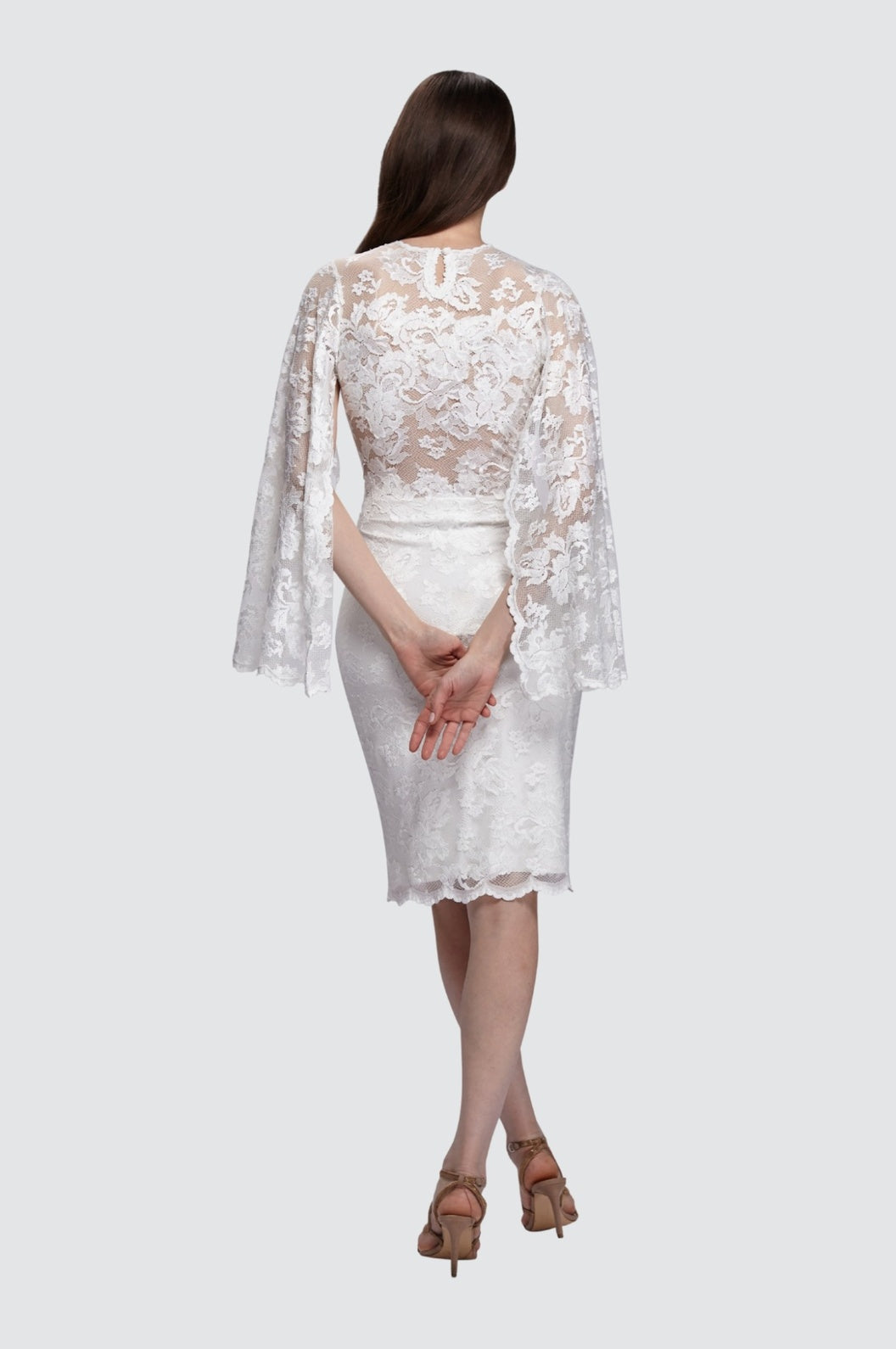 Lace Dress with Open Scallop Sleeves