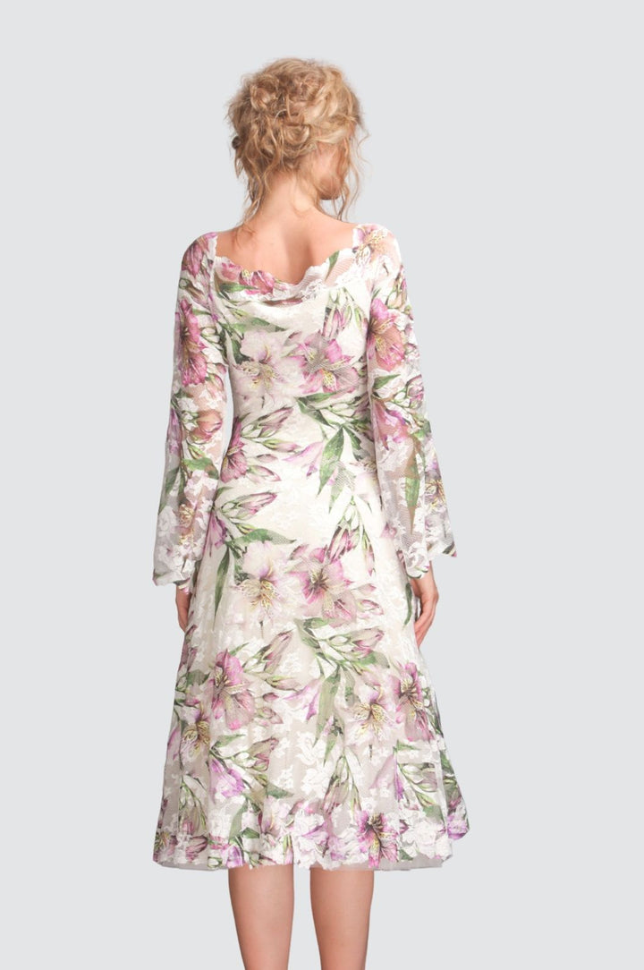 Printed dress with tulle skirt