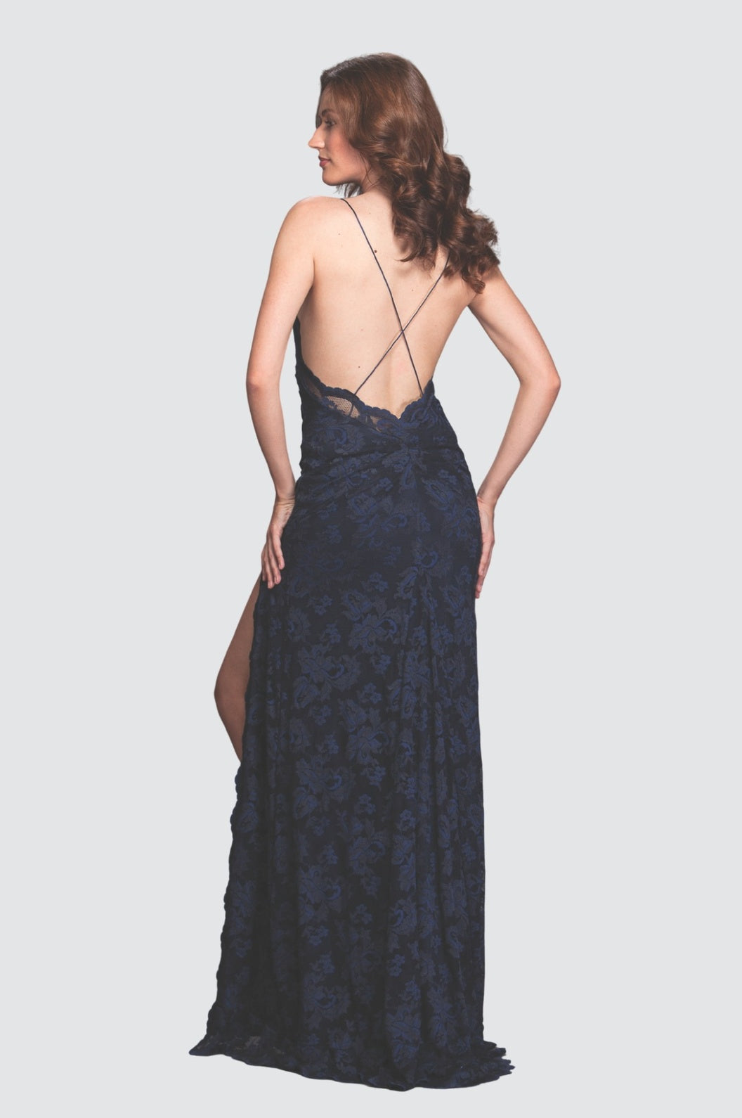 Elegance Mystery Blue Slit Gown