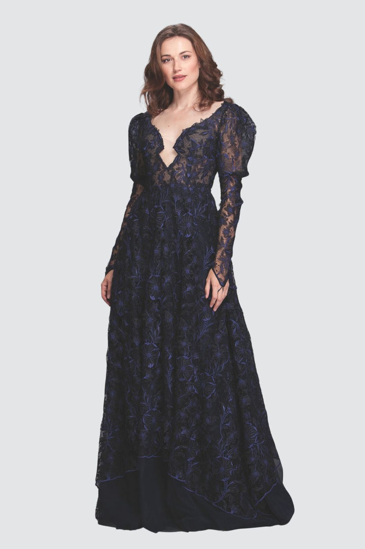 V-Neck Embroidery Gown