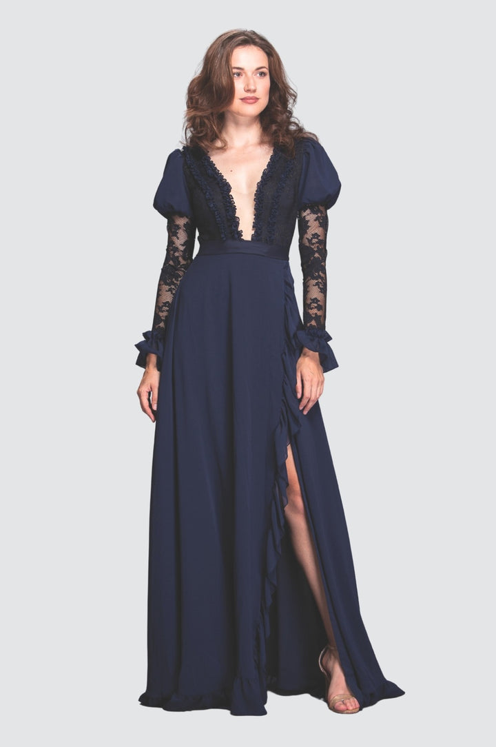 Graceful Chiffon & Lace Gown