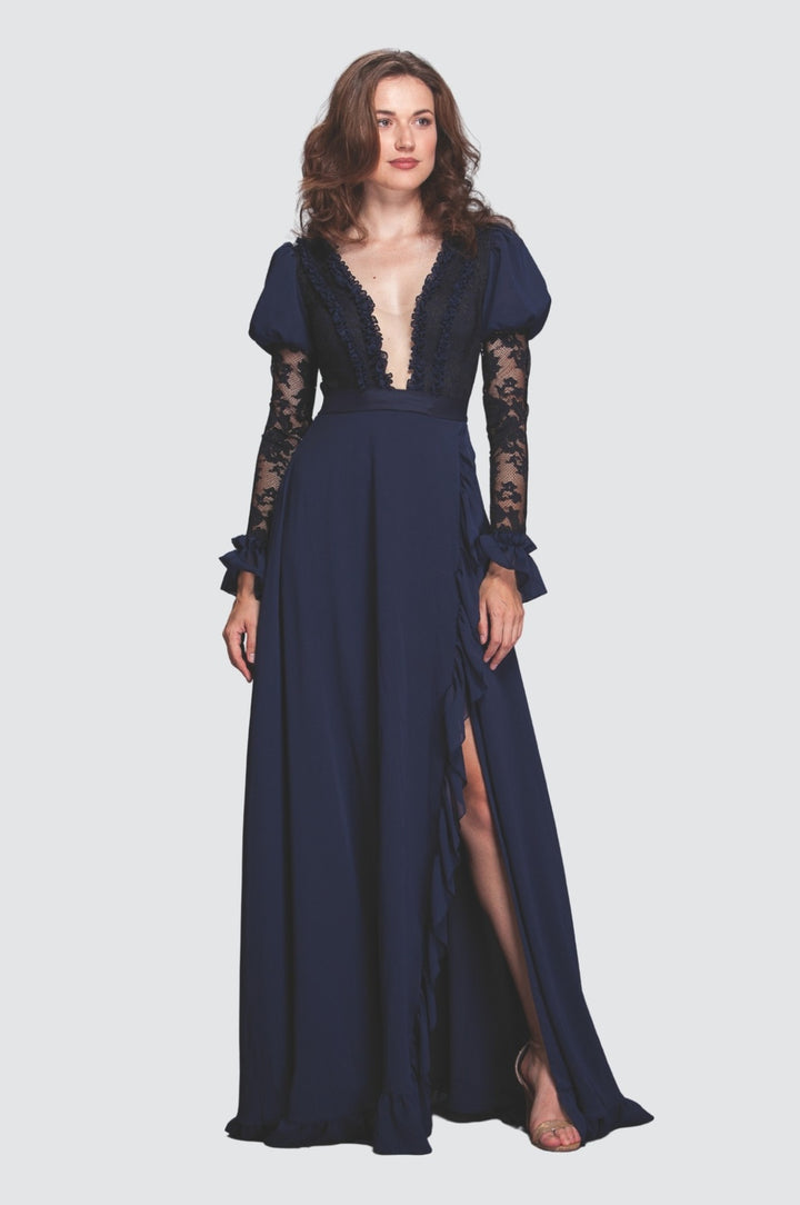 Graceful Chiffon & Lace Gown