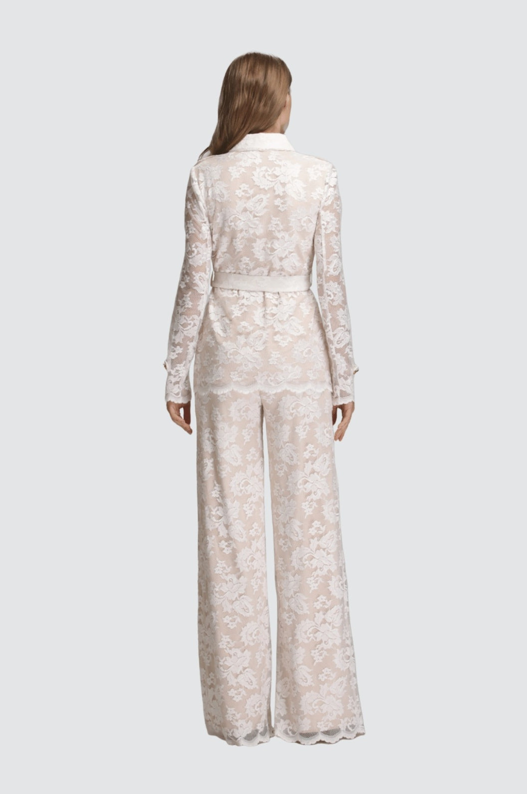 Lace Jacket & Wide-Leg Trousers Set