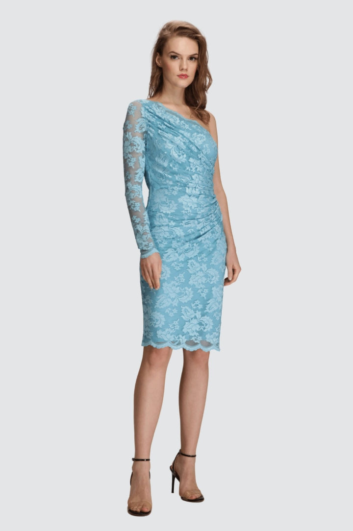 One-Shoulder Lace Midi Cocktail Dress