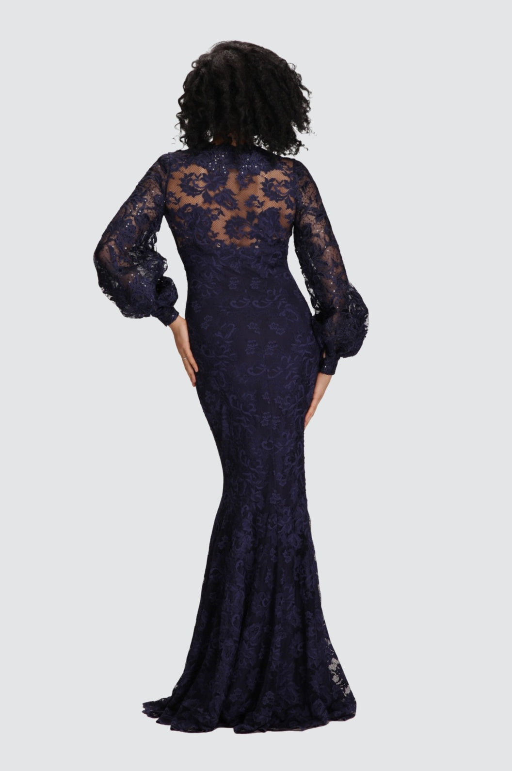 Lace Mermaid Gown with Dramatic Bishop Sleeves