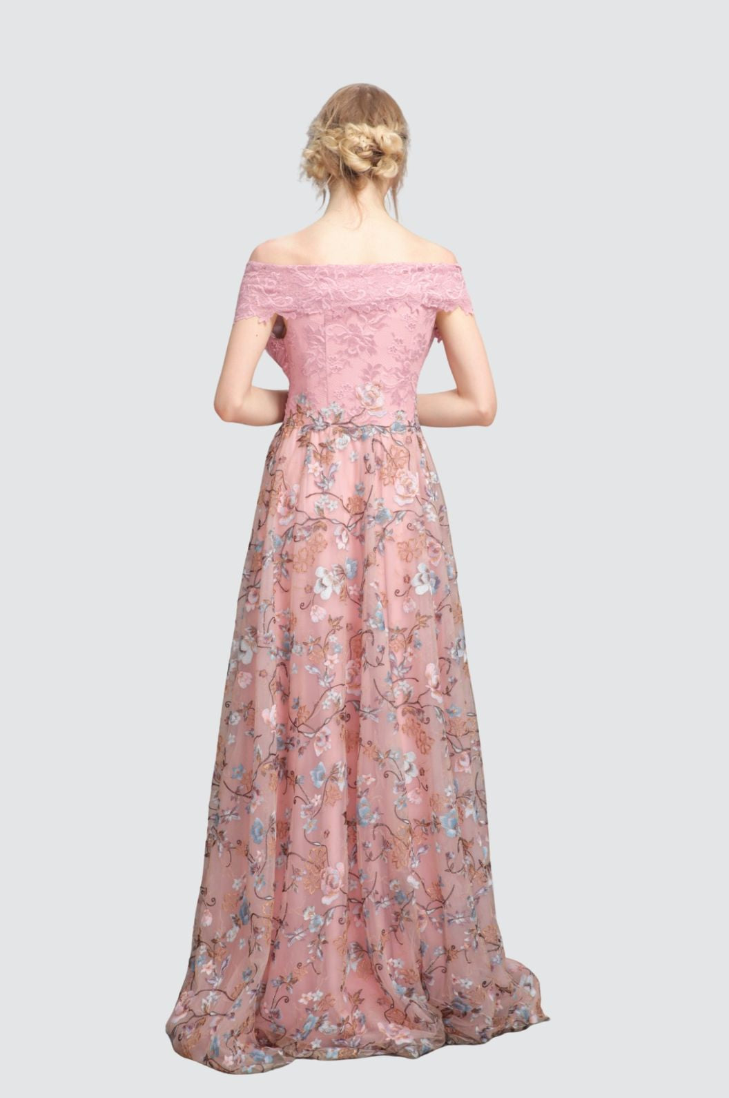 Off-Shoulder Wrapped Neckline Thigh Slit Dress