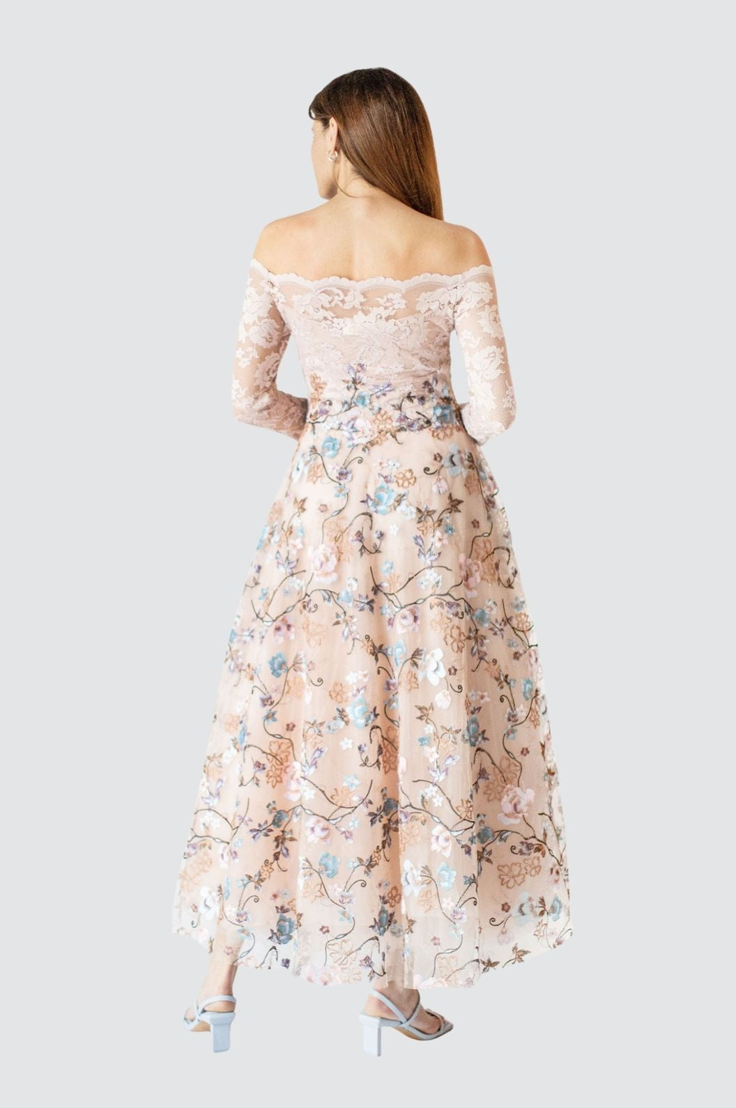 Embroidery Off-Shoulder Midi Dress